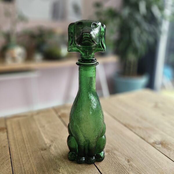 vintage decanter hond vooraanzicht