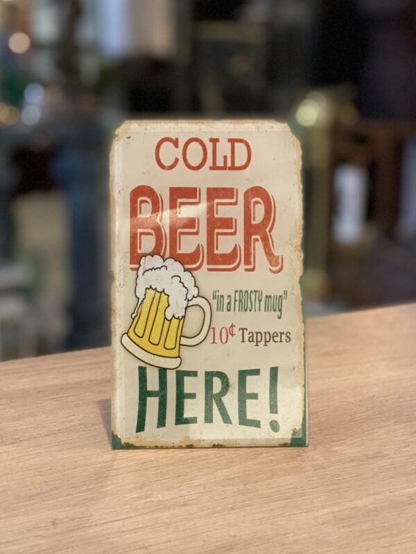 retro metalen wandbord Cold Beer